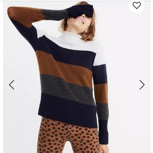 Madewell Inland Striped Turtleneck Sweater  in Coziest Yarn XL